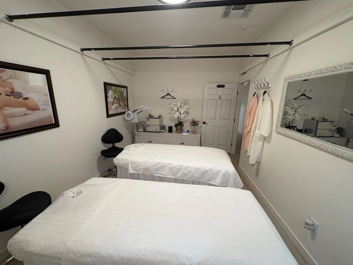 Treatment room with robes
