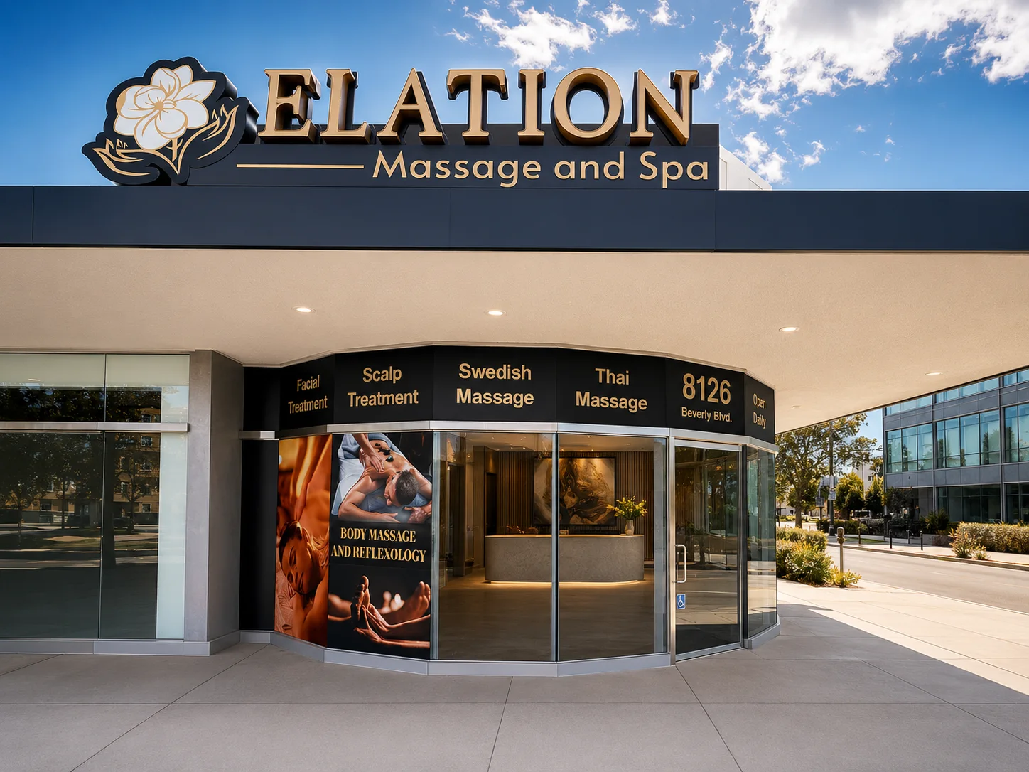 Elation storefront on the corner of Beverly Boulevard